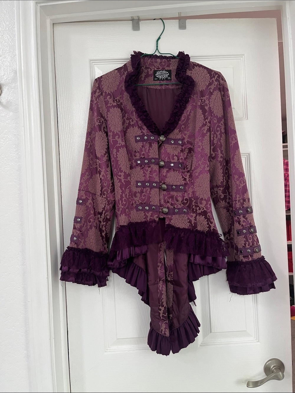 Victorian-Inspired Purple Ruffled Long Sleeve Top